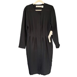 T7 80s 90s VTG Ms Claus Black Crepe Sheath Dress Long Sleeve NWT DEADSTOCK